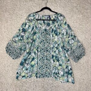 Catherines Blouse Womens 3XWP Plus Petite Gauze Flowy Artsy Beachy Spring